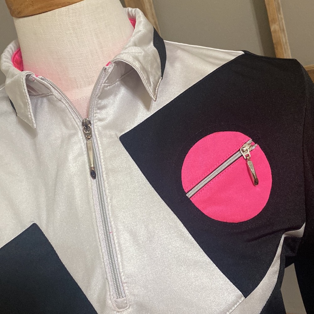 Jamie sadock black, gray & pink quarter zip short sleeve top size m - Picture 4 of 7